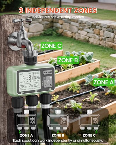 3 Zone Sprinkler Timer, Programmable Water Timer for Garden Hose - size: 3 Outlet