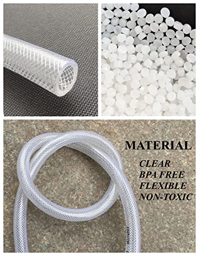 3/4" ID x 1" OD - 16.4 Ft High Pressure Braided Clear PVC Tubing Flexible Tube, Heavy Duty Reinforced PVC Hose Tubing, BPA Free and Non Toxic - size: 3/4" ID x 1" OD, style: 16.4 Ft