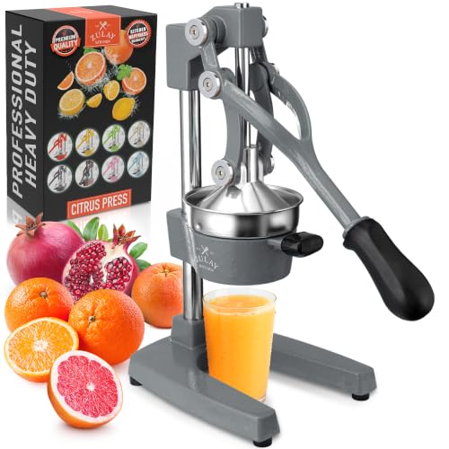 Zulay Kitchen Cast Iron Juicer - Heavy Duty Orange Juicer with Detachable Strainers for Easy Cleaning, Citrus Press for Citrus Fruits, Perfect for Bartenders, Juice Lovers & Health Enthusiasts - color: Grey, size: Cast Iron Juicer