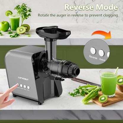 Masticating Juicer Machine 250W, Slow Cold Press High Yield with Grinder - color: Silver