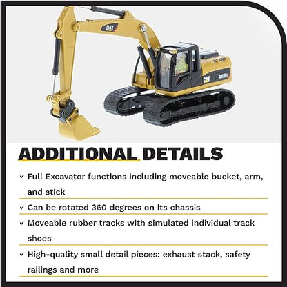 1:87 Caterpillar 320D L Hydraulic Excavator with Multiple Work Tools (Clean Up Bucket, Grapple, Hammer, and Multi Processor) - 85652 - High Line Series by Diecast Masters