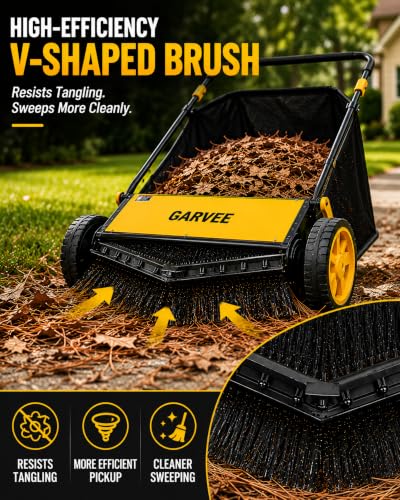 26 Inch Push Lawn Sweeper with 7 Cu. Ft. Large Mesh Collection Bag - size: 26 inch