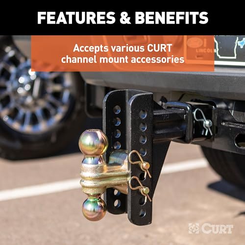 CURT 45908 Adjustable Ball and Pintle Channel Mount, 2-1/2" Shank, 20K