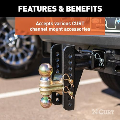 CURT 45908 Adjustable Ball and Pintle Channel Mount, 2-1/2" Shank, 20K