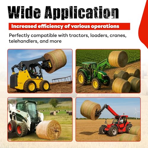 47" Hay Spear Bale Spear Compatible with Buckets Tractors Loaders