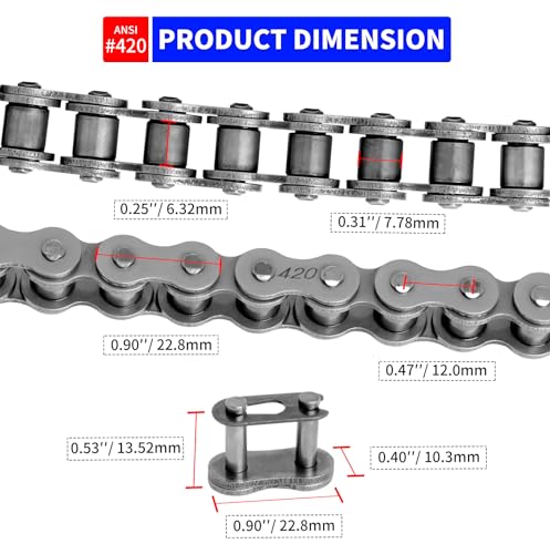 420 Dirt Bike Chain 110 Link with Chain Breaker, Motorcycle Drive Chain for 125cc Mini Bike ATV Pit Bike Go Kart, Heavy Duty 420 Roller Chain Fits for Hon da CRF80F, with 5 Free Master Links - size: 110 Links, style: #420 Chain