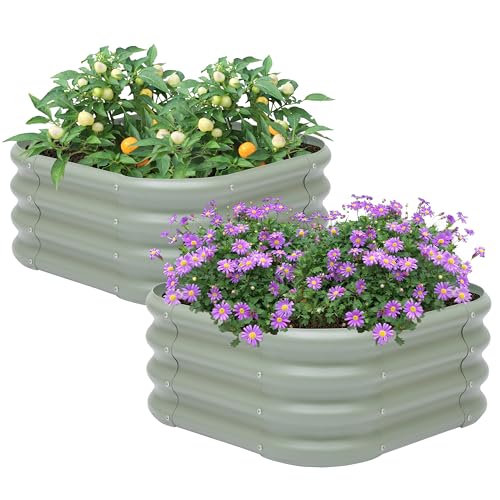 Besebay 2-Pack 2x1ft Galvanized Raised Garden Bed, Outdoor Planter Bed, - color: Light Green, size: 2x2x1ft-2Pack