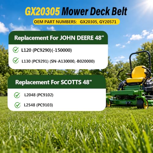 GX20305 Mower Deck Belt 0.56" x 139.4" Replacement for John Deere - size: GX20305