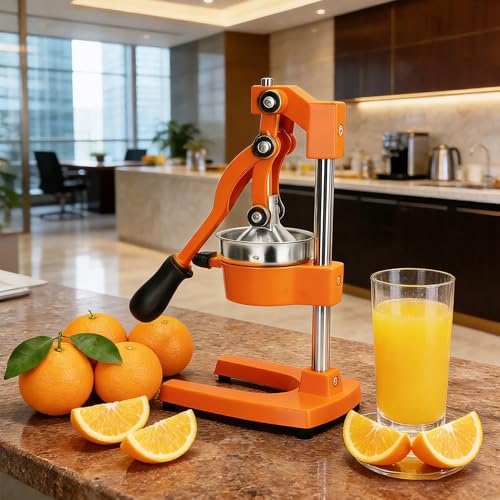 Cast Iron Juicer Hand Press Heavy Duty, Orange Juicer - color: Orange