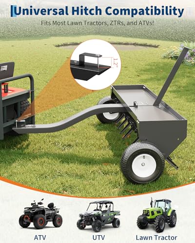 48" Tow Behind Lawn Plug Aerator with Universal Hitch, Black - color: Black-48 Inch
