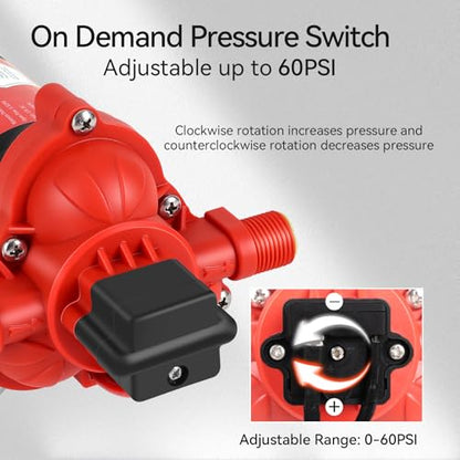 12V Sprayer Pump, 3.5gpm-10amp-60psi, Chemical and Corrosion Resistant, Compatible with Roundup, Diaphragm Pump with Pressure Switch and Self-Priming for Agricultural Spraying, Rv, Boats, Etc - size: 3.5GPM