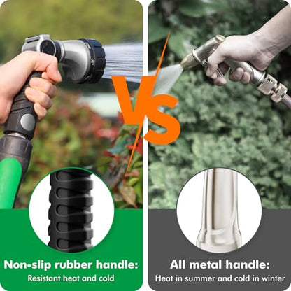 RESTMO Heavy Duty Hose Nozzle, Metal Garden Water Hose Sprayer - color: Silver