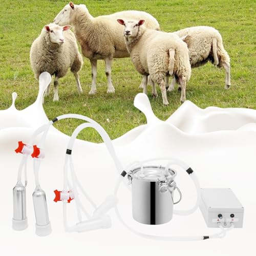 Electric Cow Milking Machine 3L, Stainless Steel Milk Bucket 35-45 kPa Vacuum Pressure Adjustable Milking Machine Electric Vacuum Pump Milker for Cows, Goats (3L) - size: 3L