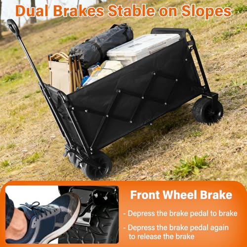 Wagons Cart Foldable, 280 lbs Collapsible Wagon with Wheels for Camping - size: 600LBS