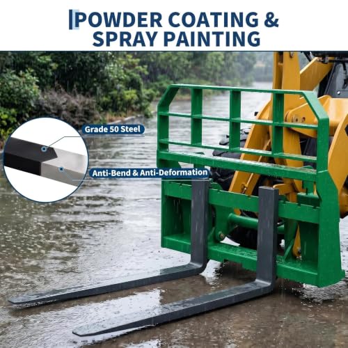 Garvee 46" Skid Steer Pallet Fork Frame with 48" Fork Blades for Tractors Loaders