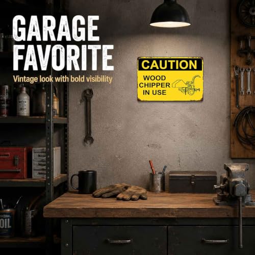 Caution Wood Chipper In Use Vintage Metal Signs 8x12 Inch