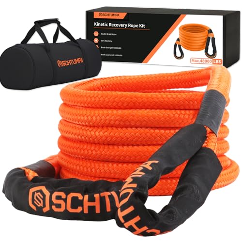 Kinetic Recovery Tow Rope, 1in x 30ft, 48000Lbs, Heavy Duty Towing Straps Kit for SUV UTV ATV Tractor Car Jeep 4x4 Offroad Vehicle - size: 1"x30'