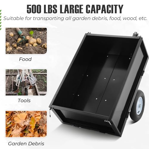 Garvee 500 LBS ATV Trailer, Heavy Duty Tow Behind Lawn Mower Trailer, Black - size: 500 LBS