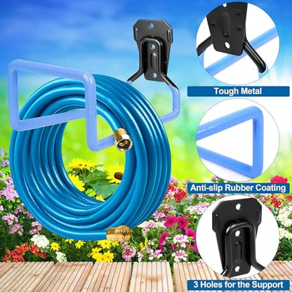 PeoMev Hose Holder Wall Mount Metal Hose Hook Garden Hose Rack - color: Blue