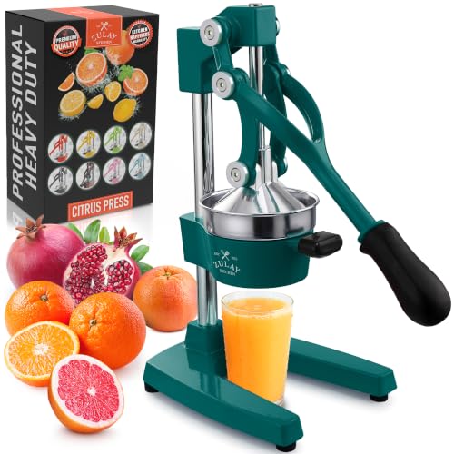 Zulay Kitchen Cast Iron Juicer - Heavy Duty Orange Juicer with Detachable Strainers for Easy Cleaning, Citrus Press for Citrus Fruits, Perfect for Bartenders, Juice Lovers & Health Enthusiasts - color: Forest Teal, size: Cast Iron Juicer