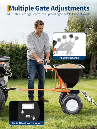 85 lbs Tow-Behind Broadcast Spreader, Pull Behind Fertilizer&Seed Spreader