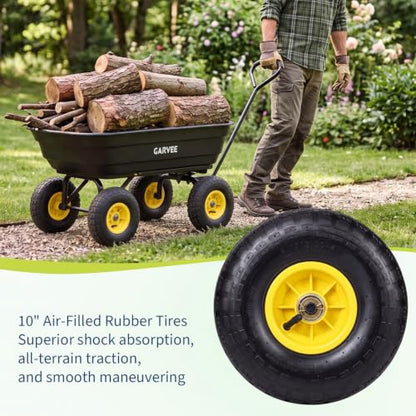 Garvee Garden Dump Cart, 400lb Heavy Duty Poly Wagon with Pneumatic Tires - size: 400LBS