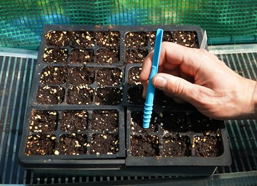 Little Dibby Seed Sowing Tool – Precision Garden Dibber Planter & Seedling Transplanter with 1/8”–1½” Depth Markings – Made Exclusively in the USA (Blue) - color: Blue