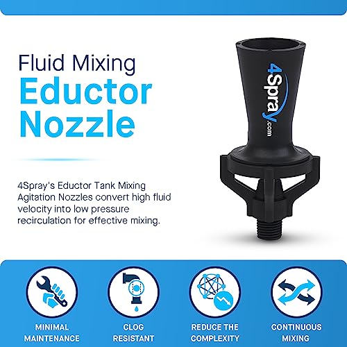 Eductor Nozzle - BSPT Fluid Mixing Eductors - Glass Reinforced Polypropylene - Minimal Maintenance and Clog Resistant Tank Mixing Agitation Nozzles - 1/4 inch (1 Count) - size: 1/4"BSPT, style: 1 Count