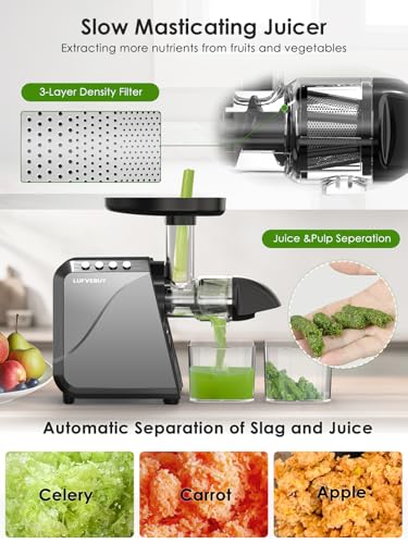 Cold Press Juicer for Celery Carrot Orange- Soft/Hard Fruits Vegetables - color: Black