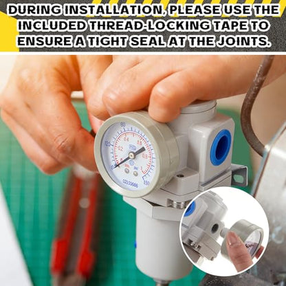 Tuanse 1/2" NPT Compressed Air Regulator Compressed Air Pressure Regulator T-Handle, 0-150 PSI Gauge & Metal Bracket