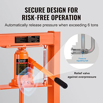VEVOR Hydraulic 6 Ton H-Frame Garage Floor Adjustable Shop Press