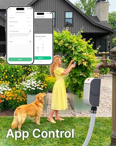 Smart Bluetooth Water Timer for Garden Hose, Heavy-Duty Brass Inlet Water Hose Timer Outdoor, Set & Forget Programmable Irrigation Controller with App, One-Button Manual Watering, IP65 Waterproof - color: Bluetooth