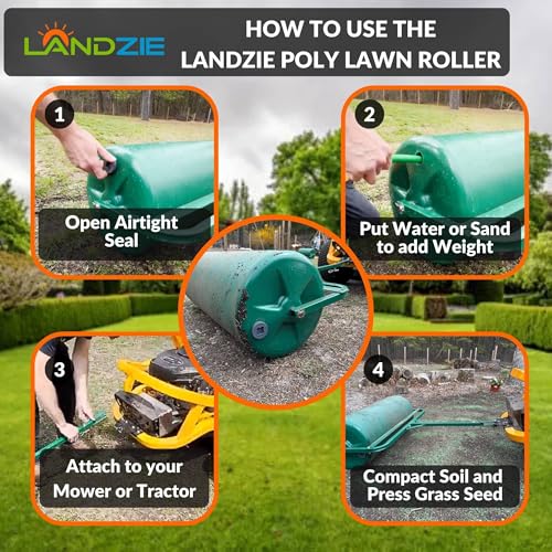 Landzie Lawn Roller 36 Inch, Water Filled Poly Sod Roller - size: 36 Inches