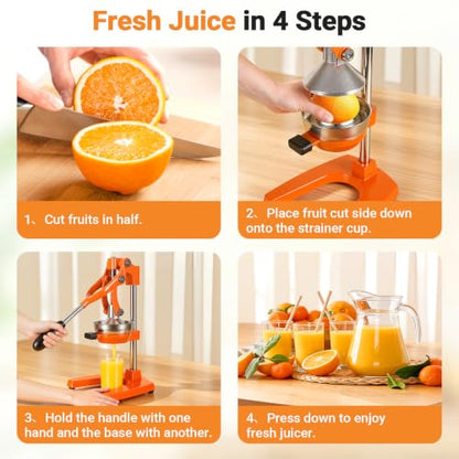 Orange Cast Iron Juicer for Bartenders & Health Enthusiasts - color: orange