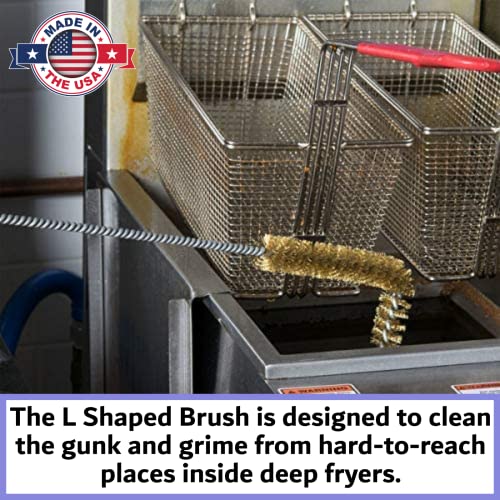Extra Large 3-Piece Deep Fryer Cleaning Set – 31" Rod & Bristle Brush, Stainless Steel Crumb Scooper, Heat-Resistant to 750°F, Rust-Resistant, Durable, Perfect for Food Service, by FryOilSaver Co