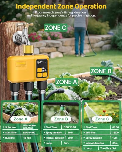 WiFi Water Timer 3 Outlet Garden, Brass Inlet - size: 3 Outlet In
