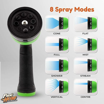 Flexi Hose Plus Expandable Garden Hose with 8 Function Nozzle, 75FT - Lightweight Retractable Garden Hose, Water Hose - No-Kink Flexibility, 3/4 Inch Solid Brass Fittings Includes Hook & Bag - size: 75ft