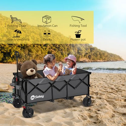 Sekey 300L Extended Collapsible Wagon, 660 lb Capacity, 48 in Long - color: Gray