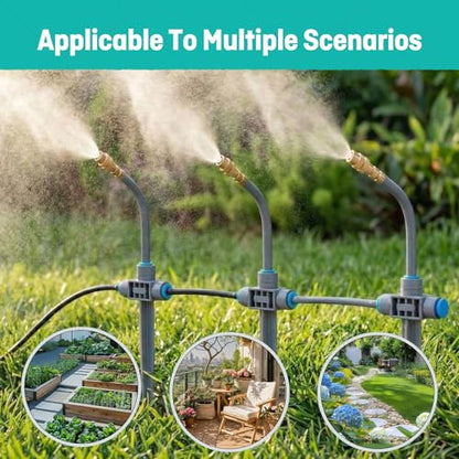 131FT 1/4" Drip Irrigation System with Stakes, 360° Adjustable Watering Kit - size: 131FT