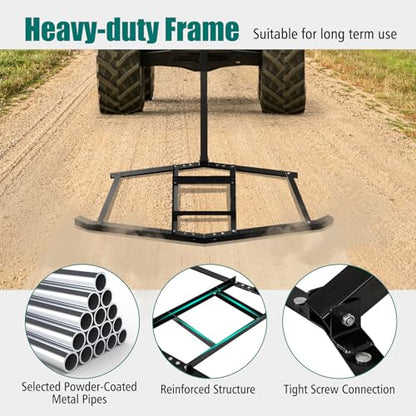 Goplus 66" Wide Driveway Drag, Tow Behind Landscape Leveling Rake w/Reinforced Bars, Driveway Grader for ATV, UTV, Heavy-Duty Garden Lawn Tractors Gravel Level for Soil, Sand, Gravel Roads - size: 66 in