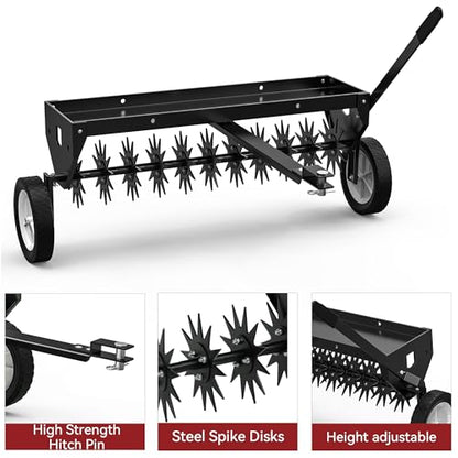 YITAMOTOR 40in Tow Behind Spike Aerator, Lawn Plug Aerator Soil Penetrator