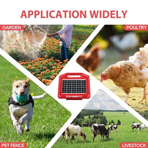 ANDMON S600 Solar Electric Fence Charger - 35 Mile Range, 0.65 Joules Powerful Solar Fence Charger, Ideal for Livestock and Garden Protection - size: S600