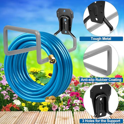 PeoMev Garden Hose Holder Metal Garden Hose Reel Wall Mounted Hose Hanger - color: Gray