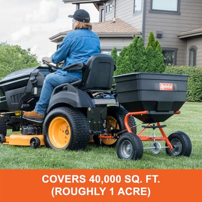 Agri-Fab Tow Behind Broadcast Spreader for Seed, Fertilizer, Salt and Ice Melt, 185 lb Capacity Lawn and Garden Spreader with 12 Ft Spread Width - style: 185 lb. Direct Rod Control Tow-Behind Lawn and Garden Spreader