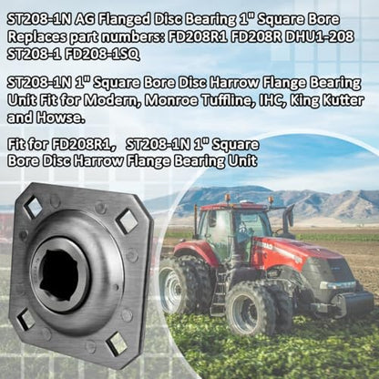 ST208-1N Disc Harrow Bearing 1" Square Flange for Farm Equipment