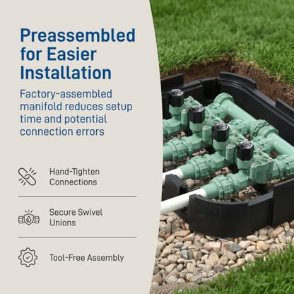 Orbit 4-Valve Heavy Duty Preassembled Sprinkler Manifold - 57257 - size: 4-Valve, style: 4-Valve