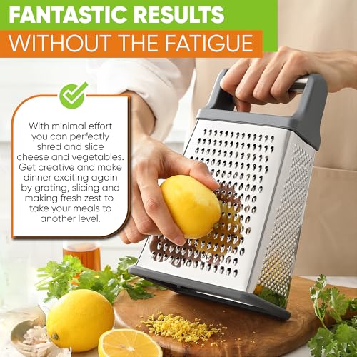 Spring Chef Stainless Steel XL Cheese Grater for Kitchen, Gray - color: Gray