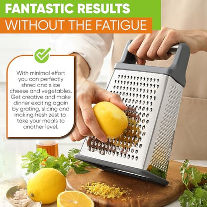 Spring Chef Stainless Steel XL Cheese Grater for Kitchen, Gray - color: Gray