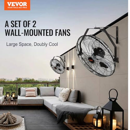 VEVOR 18 Inch Wall Mount Fan, Waterproof, 3-Speed, 4000 CFM, 2 Pack - size: 18 Inch 2 Pack, style: Waterproof