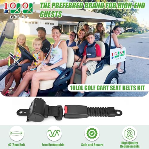 10L0L Universal Golf Cart Seat Belts Kit for Yamaha, Club Car, EZGO Carts Go-Kart ATV UTV, 42" Retractable Seat Belts Kit for Street Legal Seat Belt Golf Carts Front&Rear Seat (Without Bracket) - style: 4 set